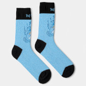 Blauwe kat met Violin Socks Sokken (Rechts)