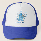 Blauwe kat met Violin Trucker Hat Pet (Voorkant)