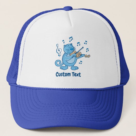 Blauwe kat met Violin Trucker Hat Pet (Voorkant)