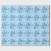 Blauwe kat met Violin Wrapping Paper Cadeaupapier (Vlak)