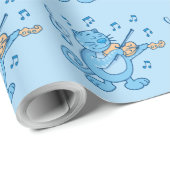 Blauwe kat met Violin Wrapping Paper Cadeaupapier (Rol Hoek)