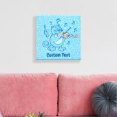 Blauwe kat met viool canvas print (Insitu (Woonkamer))