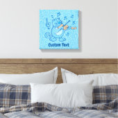 Blauwe kat met viool canvas print (Insitu (Slaapkamer))