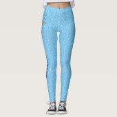Blauwe Kat met Viool Leggings (Voorkant)