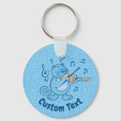 Blauwe kat met viool sleutelhanger (Voorkant)