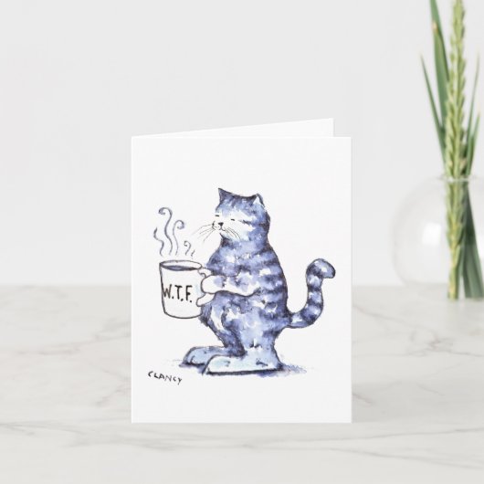 Blauwe kat met WTF cup Kaart (Voorkant)