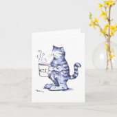 Blauwe kat met WTF cup Kaart (Gele Bloem)