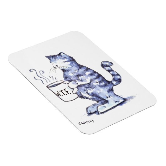 Blauwe kat met WTF cup Magneet (Rechterzijde)