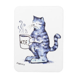 Blauwe kat met WTF cup Magneet