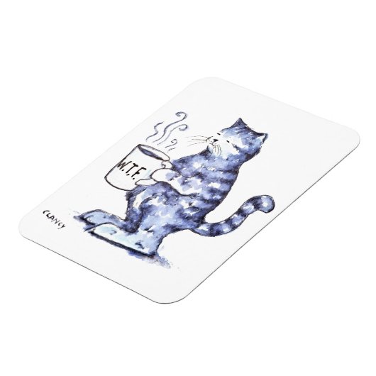 Blauwe kat met WTF cup Magneet (Linkerzijde)
