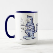 Blauwe kat met WTF cup Mok (Links)
