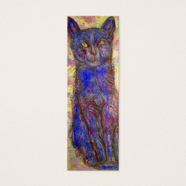 blauwe kat mini visitekaartjes (Voorkant)