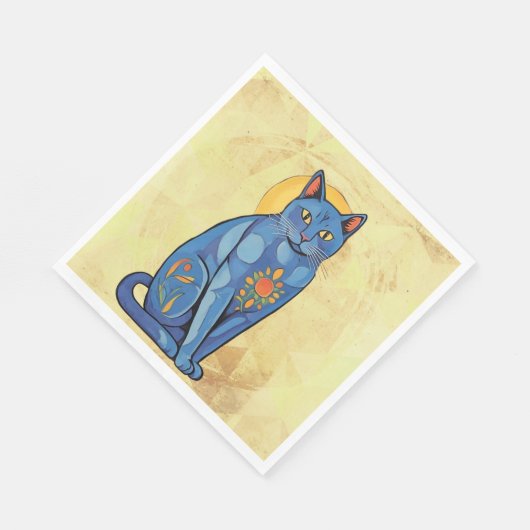 Blauwe kat Papier servet (Hoek)