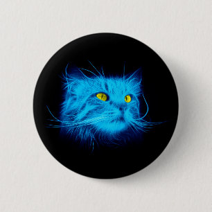Blauwe kat ronde button 5,7 cm