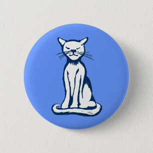 Blauwe kat ronde button 5,7 cm