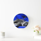 Blauwe kat ronde klok (Huis)