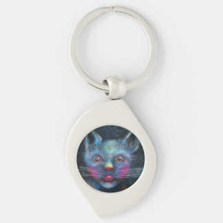Blauwe kat sleutelhanger