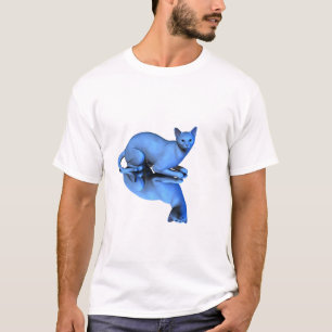 Blauwe kat t-shirt