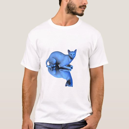 Blauwe kat t-shirt (Voorkant)