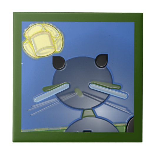 BLAUWE KAT TEGELTJE (Voorkant)