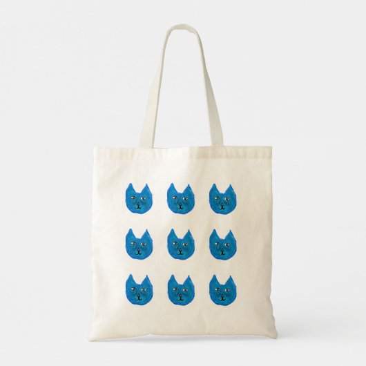 Blauwe kat tote bag (Achterkant)