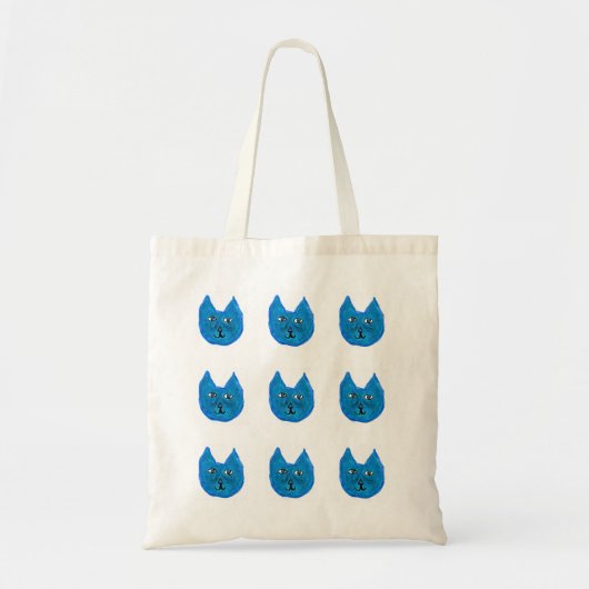 Blauwe kat tote bag (Voorkant)