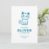 Blauwe kat verjaardag AANGEPASTE KLEUREN Kaart (Staand voorkant)