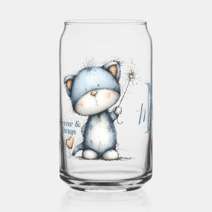 Blauwe Kat “Voor altijd & Altijd” Hart Ballon Desi Blikvorm Glas