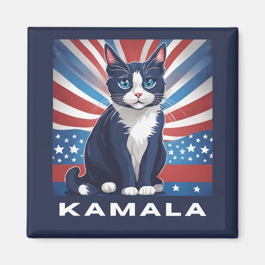 Blauwe kat voor Kamala 2024 Amerikaanse verkiezing Magneet (Voorkant)