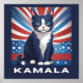 Blauwe kat voor Kamala 2024 Amerikaanse verkiezing Poster (Voorkant)