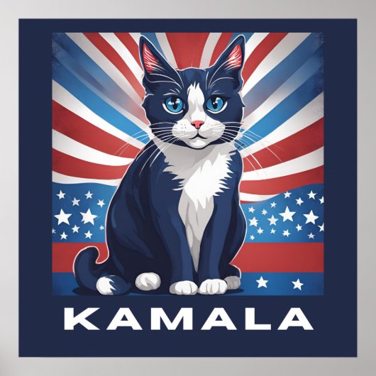Blauwe kat voor Kamala 2024 Amerikaanse verkiezing Poster (Voorkant)