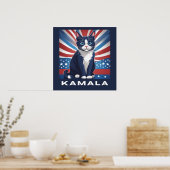 Blauwe kat voor Kamala 2024 Amerikaanse verkiezing Poster (Keuken)