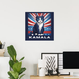 Blauwe kat voor Kamala 2024 Amerikaanse verkiezing Poster