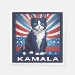 Blauwe kat voor Kamala 2024 Amerikaanse verkiezing Servet