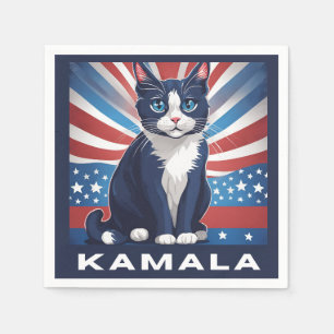 Blauwe kat voor Kamala 2024 Amerikaanse verkiezing Servet