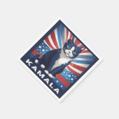 Blauwe kat voor Kamala 2024 Amerikaanse verkiezing Servet (Hoek)