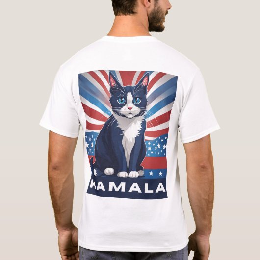 Blauwe kat voor Kamala 2024 Amerikaanse verkiezing T-shirt (Achterkant)