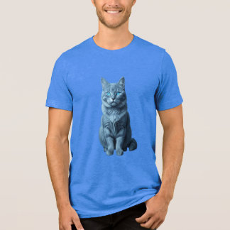 Blauwe Kat Zittend Portret T-Shirt