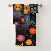 Blauwe katten bad handdoek (Insitu)