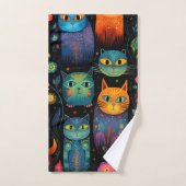 Blauwe katten bad handdoek (Handdoek)