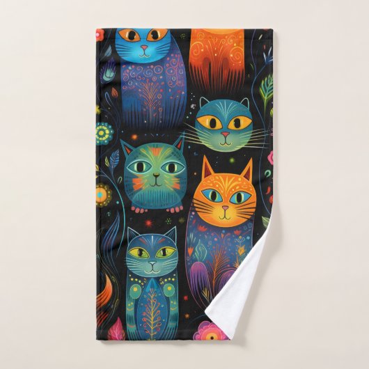 Blauwe katten bad handdoek (Handdoek)