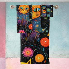 Blauwe katten bad handdoek