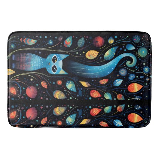 Blauwe katten badmat (Voorkant)