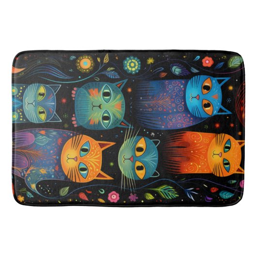 Blauwe katten badmat (Voorkant)