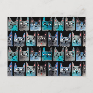 Blauwe katten briefkaart
