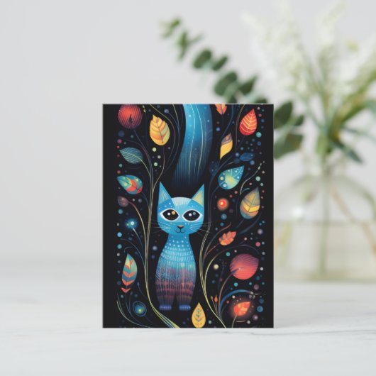 Blauwe katten briefkaart (Staand voorkant)