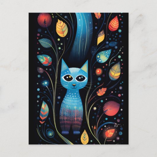 Blauwe katten briefkaart (Voorkant)