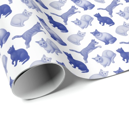 Blauwe Katten Cadeaupapier (Rol Hoek)