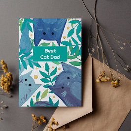 Blauwe katten en filialen Beste kattenvader Holida Feestdagenkaart