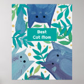 Blauwe katten en takken Beste kat moeder Poster (Voorkant)